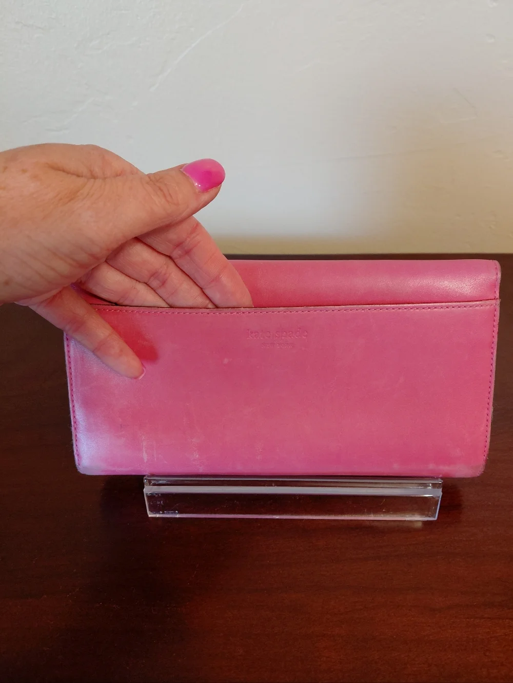 Kate Spade Pink Trifold Wallet With Checkbook - Picture 5 of 10